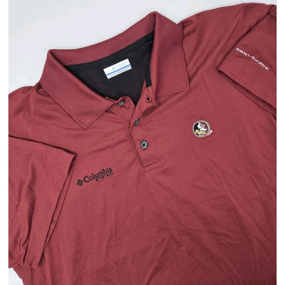Seminoles FSU Columbia PFG Shirt Mens L‎ Polo Vented Omni Shade Fishing NCAA